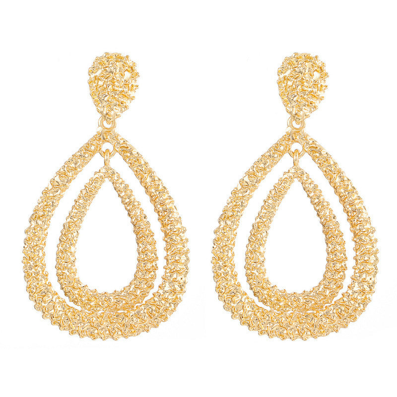 Fashionable Double-layer Teardrop Earrings Long Geometric Design