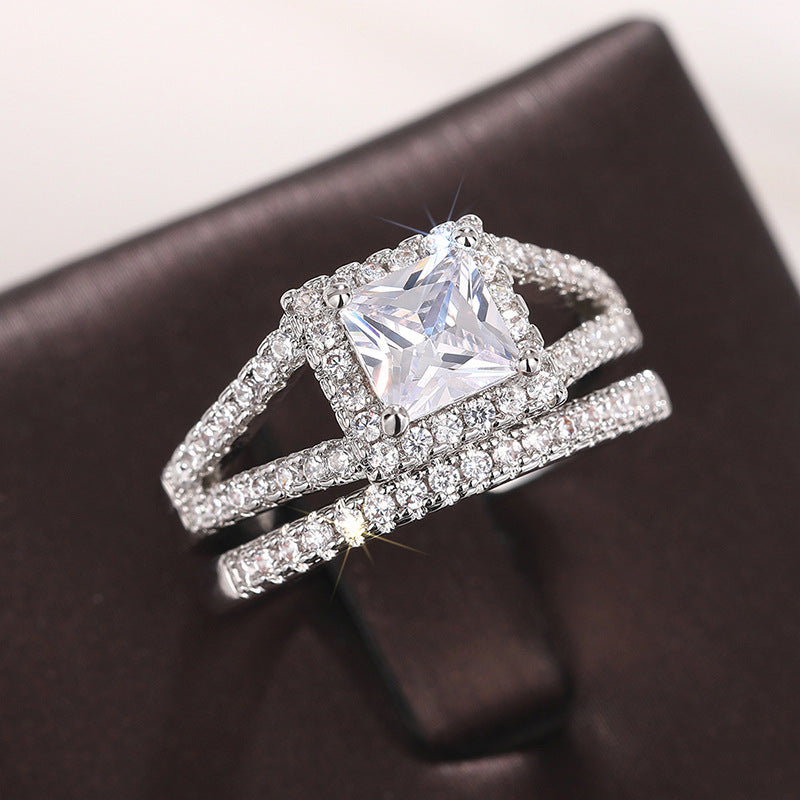 Square Geometric Ring For Women Copper