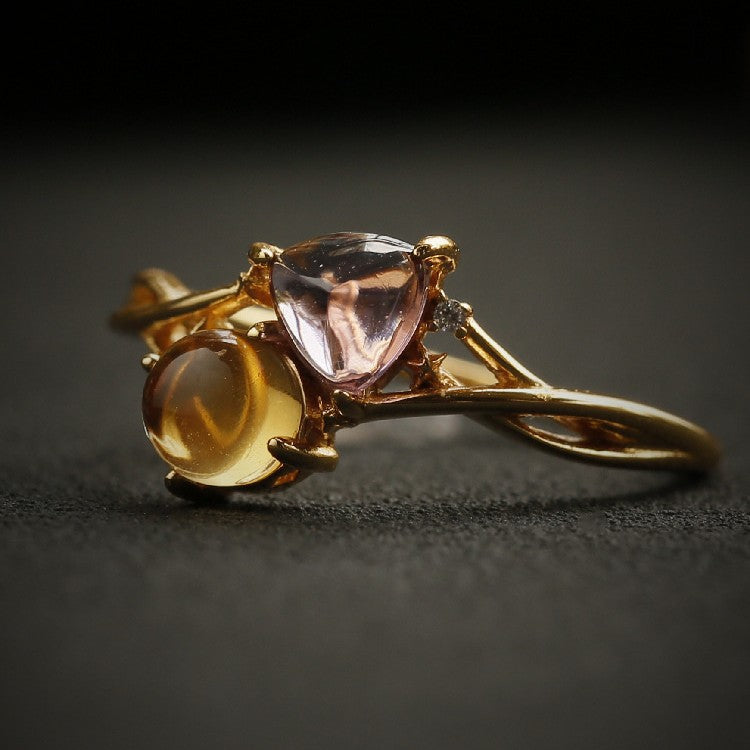 High-end Two-tone Waterdrop Zircon Ring