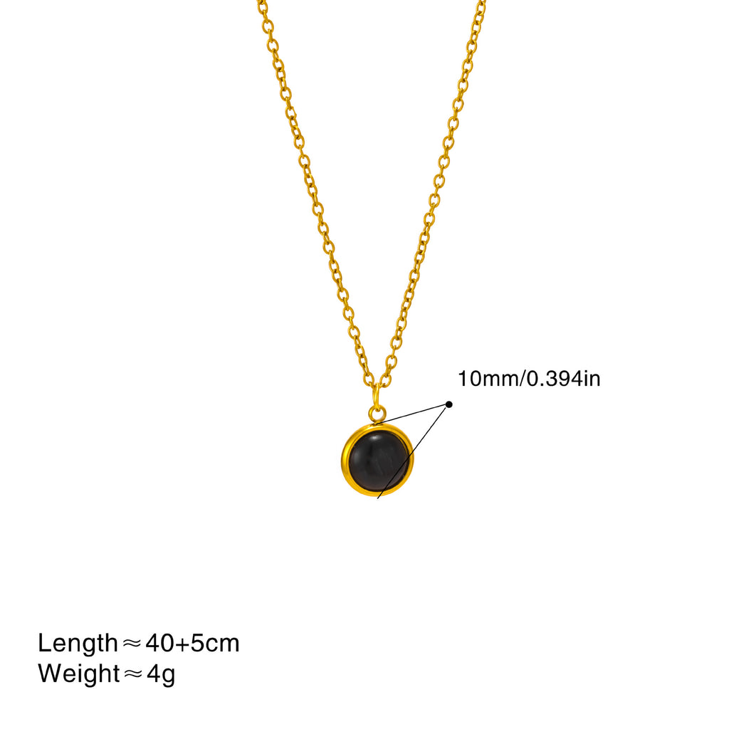 Retro Round Cats-Eye Gemstone Jewelry Set A Light-Luxury Niche High-End Clavicle Necklace With A Sophisticated Aura