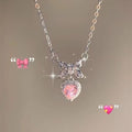 Love Heart Bow Romantic Necklace For Women