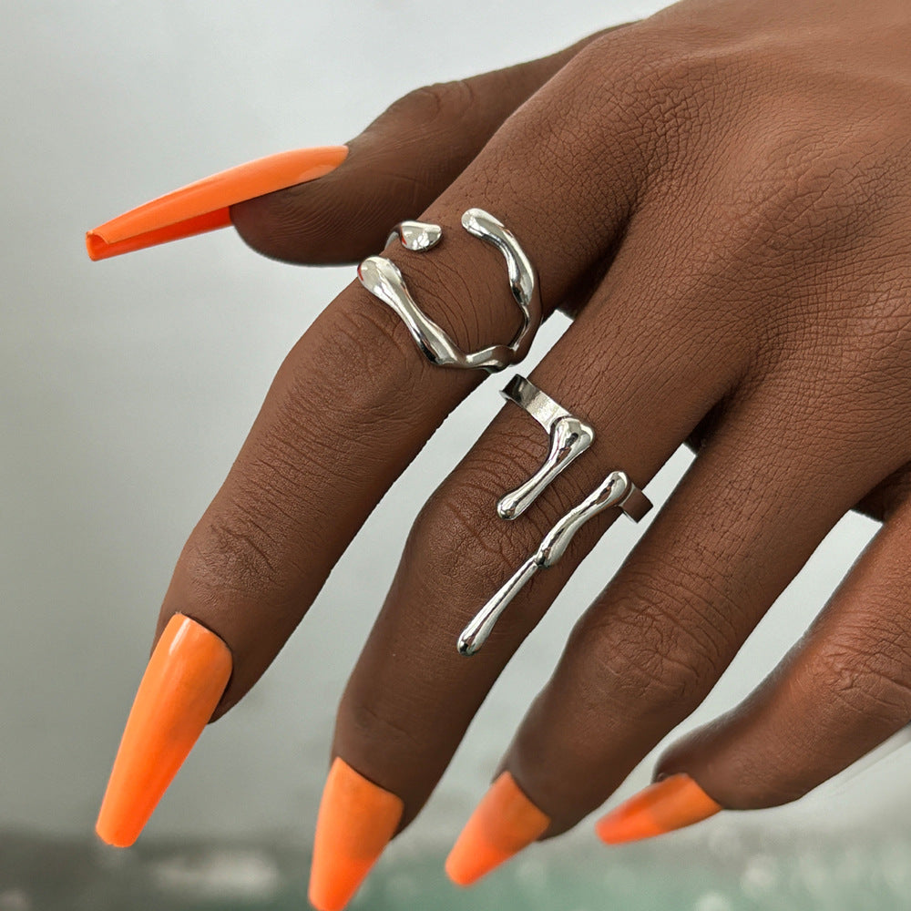 Irregular Geometric Line Adjustable Ring For Women