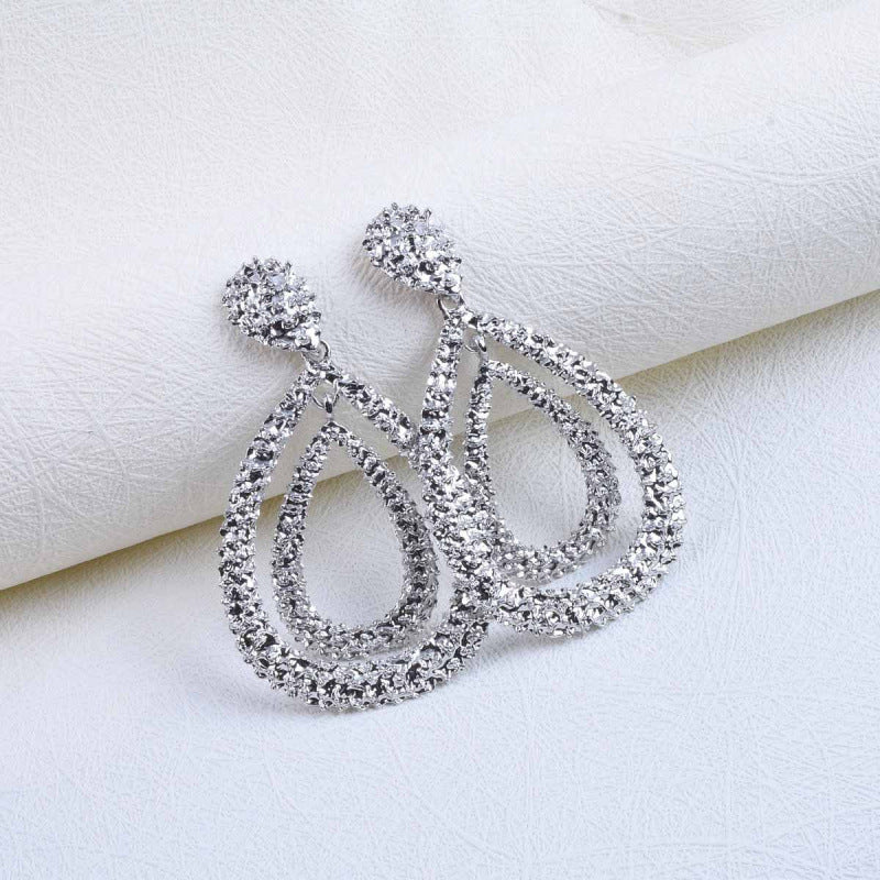 Fashionable Double-layer Teardrop Earrings Long Geometric Design