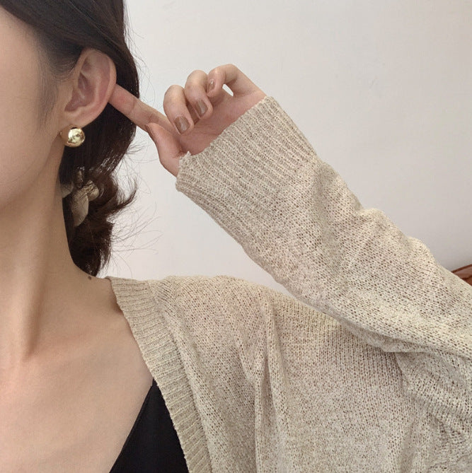 Womens Versatile Minimalist Round-pearl Earrings With A Premium, Sophisticated Vibe