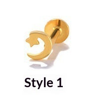 Geometric Diamond-studded Flat-head Helix Piercing Earring