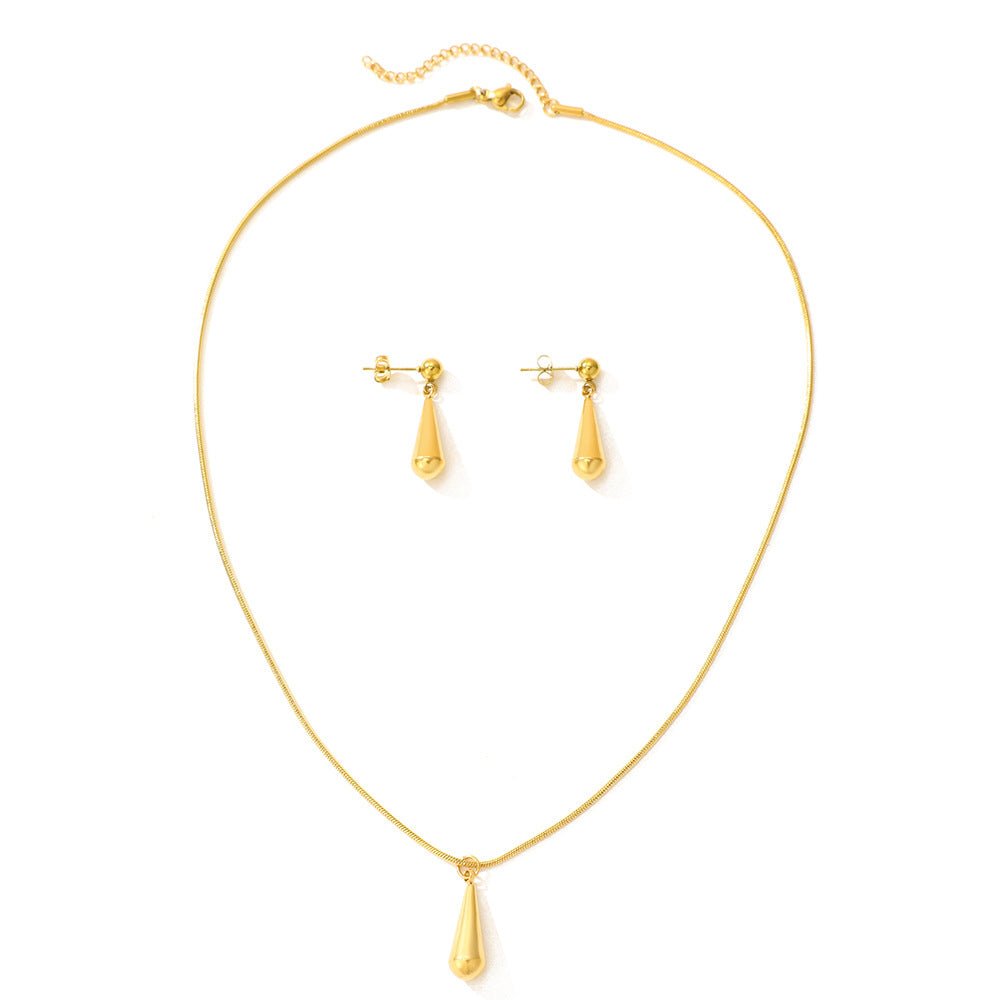 New European And American Stainless Steel Waterdrop Necklace For Womencolorfast Design