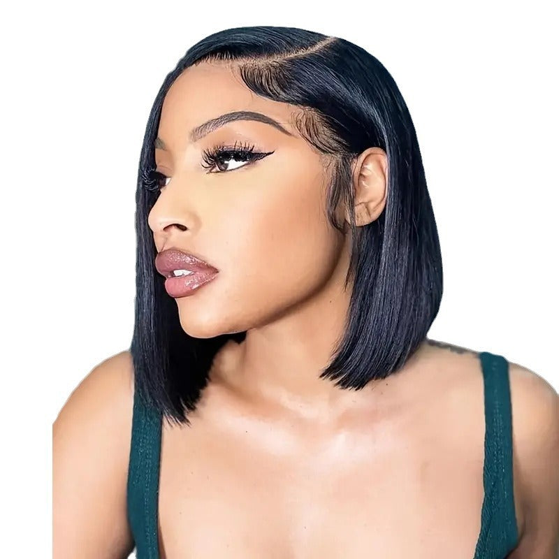 Front Lace Wig Women's Medium Short Straight Hair