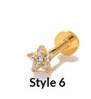 Geometric Diamond-studded Flat-head Helix Piercing Earring