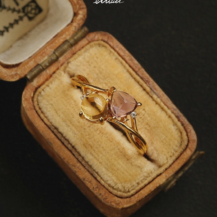 High-end Two-tone Waterdrop Zircon Ring