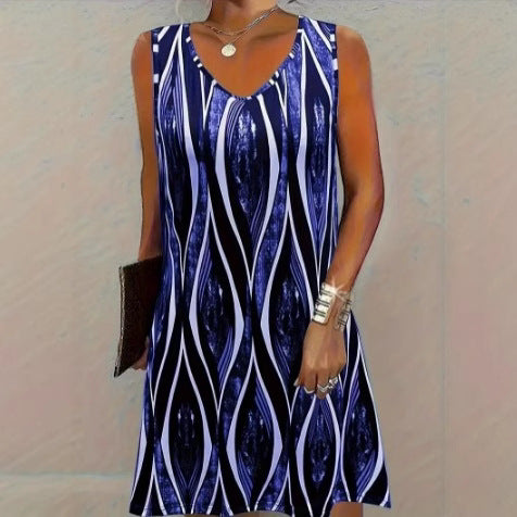 Casual Versatile And Stylish Striped V-neck Dress