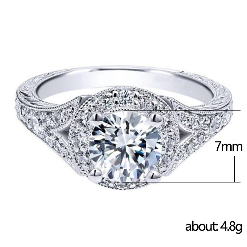 Womens Versatile Ultra-Shimmering Micro-Set Round Simulated Zircon Ring
