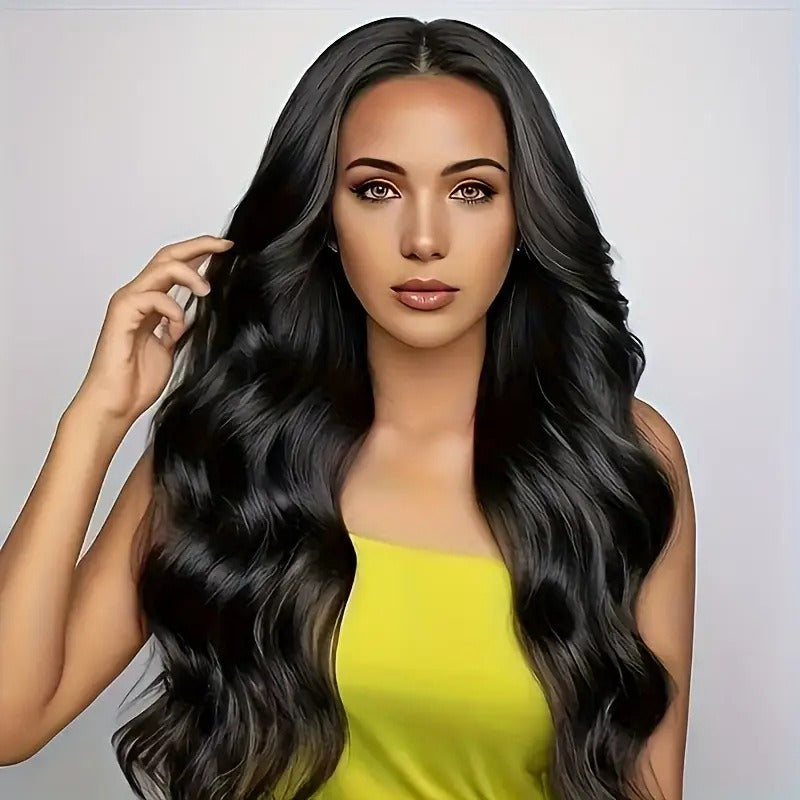 Womens Synthetic Black Big Wave Wig