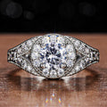 Womens Versatile Ultra-Shimmering Micro-Set Round Simulated Zircon Ring