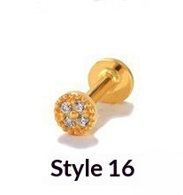 Geometric Diamond-studded Flat-head Helix Piercing Earring