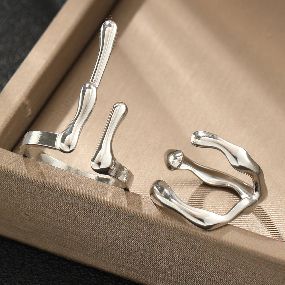 Irregular Geometric Line Adjustable Ring For Women